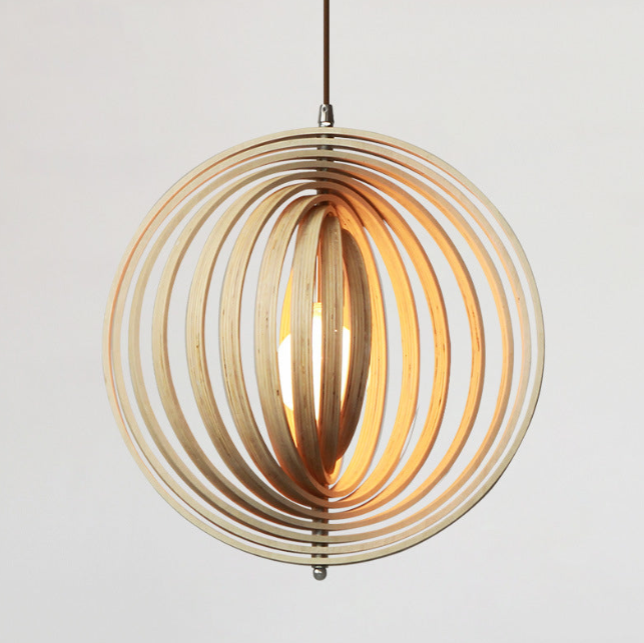 Handcrafted Wood Round Globe Pendant Lampshade