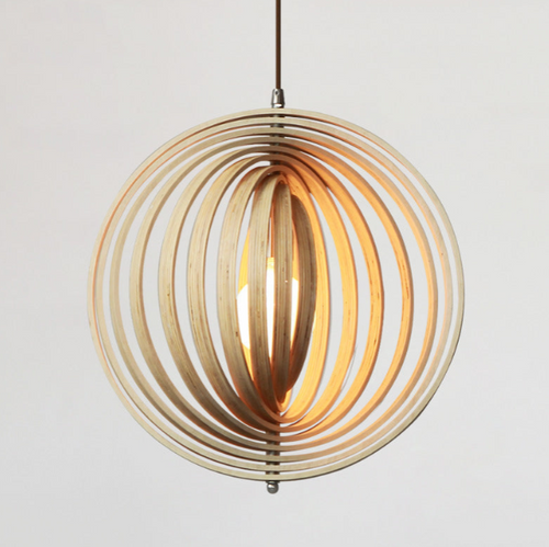 Handcrafted Wood Round Globe Pendant Lampshade